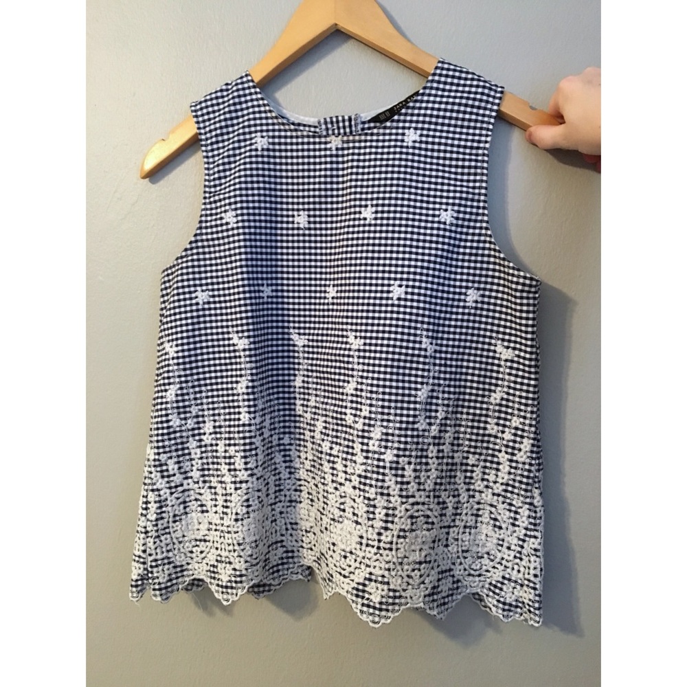 Blue & white checkered blouse